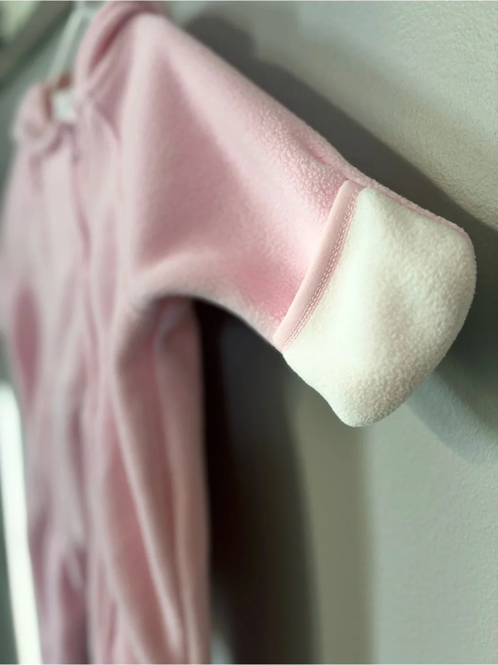 Baby Pink Fleece Hooded Footless/Convertible Coverall – Size 6–9M